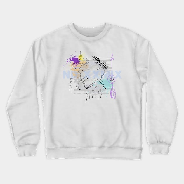 Abstract Deer Skull collage Crewneck Sweatshirt by NJORDUR